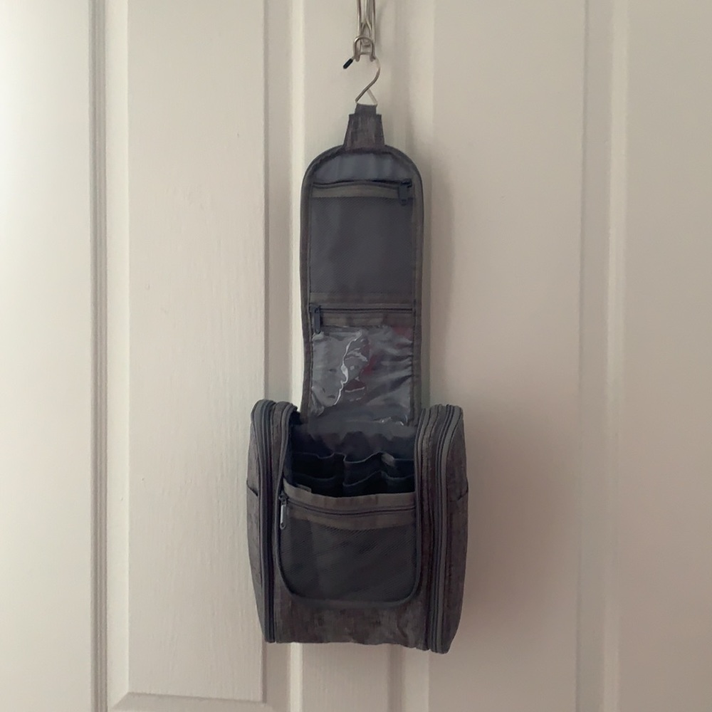 Hanging Travel Toiletry Bag (Medium, Grey) - Like New!!